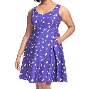 0X Cherry Velvet 50s Hummingbird Fit & Flare Dress